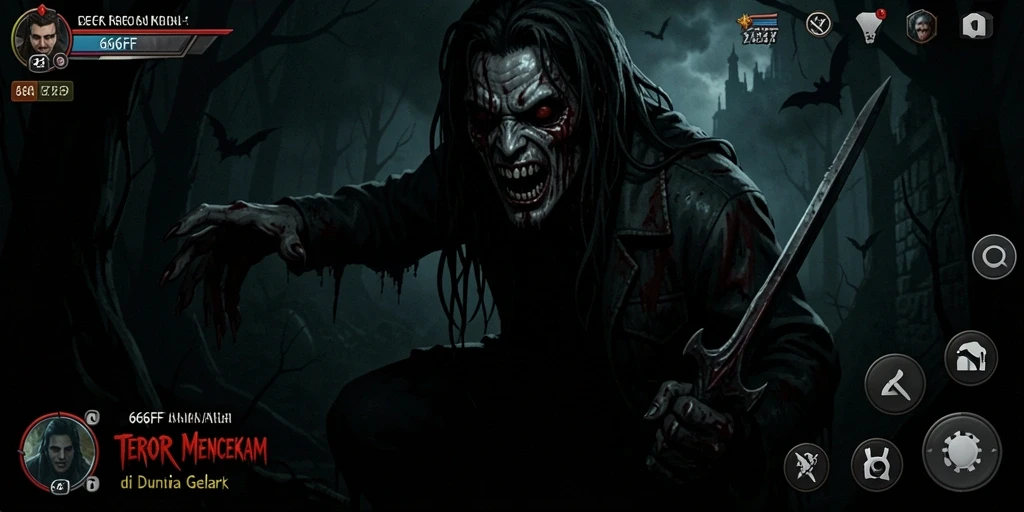 Screenshot gameplay <strong>666FF</strong> menampilkan suasana gelap dan menakutkan yang menghantui pemain.