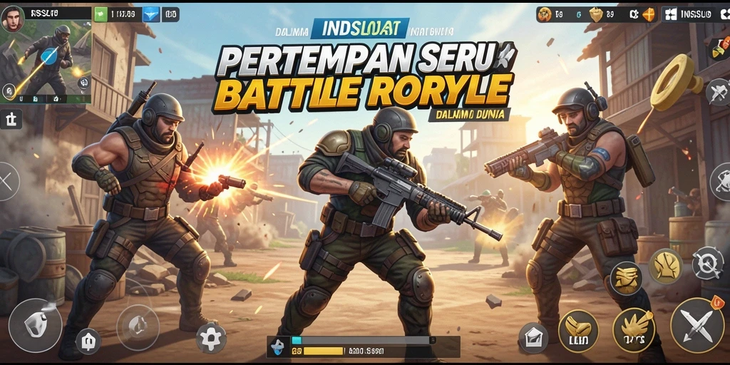 Tangkapan layar gameplay pertempuran seru INDSLOT di dunia Battle Royale.