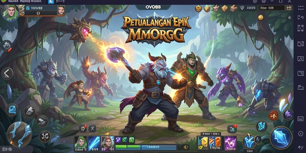 Gameplay OVO88 yang epik dengan pertarungan seru dan pemandangan memukau.