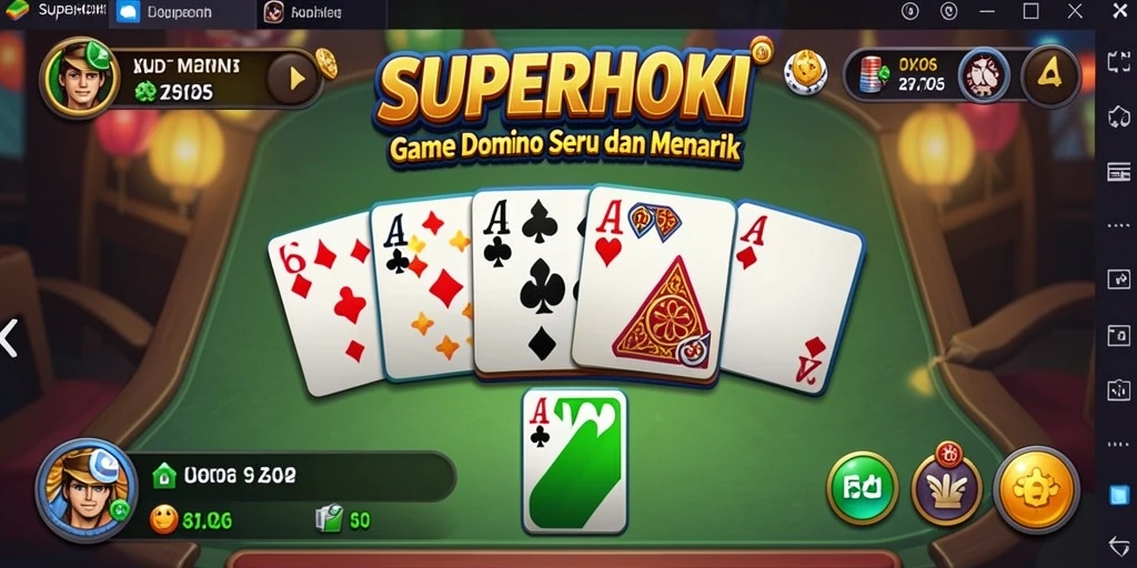 Screenshot utama gameplay SUPERHOKI menunjukkan permainan Domino yang seru.